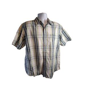 Timberland Plaid Short Sleeve Button Up Shirt Mens Large Green Blue